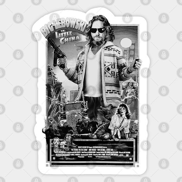 The Big Lebowski in Little China Sticker by CosmicAngerDesign